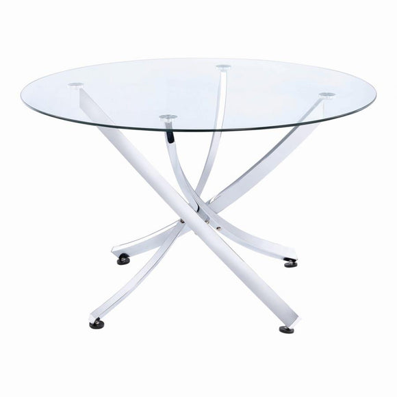 Beckham 5-Piece Round Dining Set Chrome and White - Renzzi Furniture