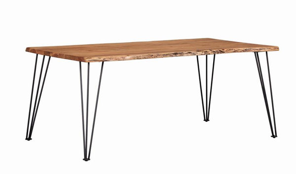 Sherman Rectangular Dining Table Natural Acacia and Matte Black - Renzzi Furniture