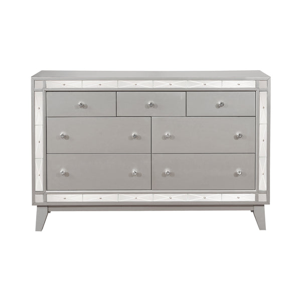 Leighton 7 Drawer Dresser Metallic Mercury - Renzzi Furniture