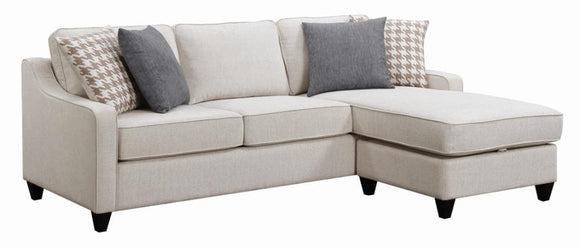 McLoughlin Upholstered Sectional Cream - Renzzi Furniture