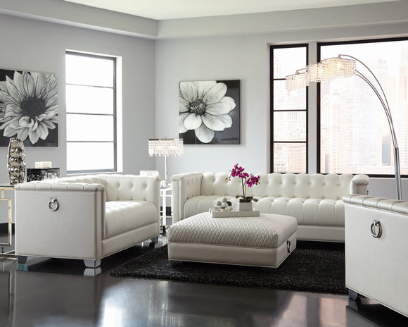 Chaviano Tufted Upholstered Sofa Pearl White - Renzzi Furniture