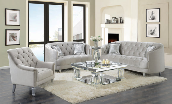 Avonlea Sloped Arm Tufted Loveseat Grey - Environment