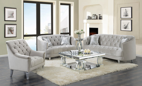 Avonlea Sloped Arm Tufted Loveseat Grey - Environment