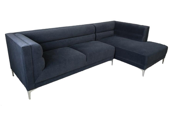 Hetfield Upholstered Channeled Tufted Sectional Indigo - Renzzi Furniture