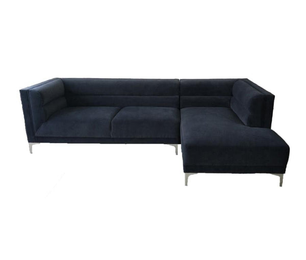 Hetfield Upholstered Channeled Tufted Sectional Indigo - Renzzi Furniture