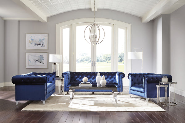 Bleker Tufted Tuxedo Arm Loveseat Blue - Environment