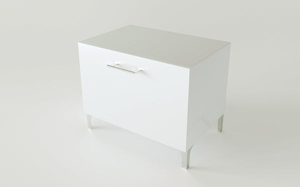 Nightstand White - Glass Top - Angle one